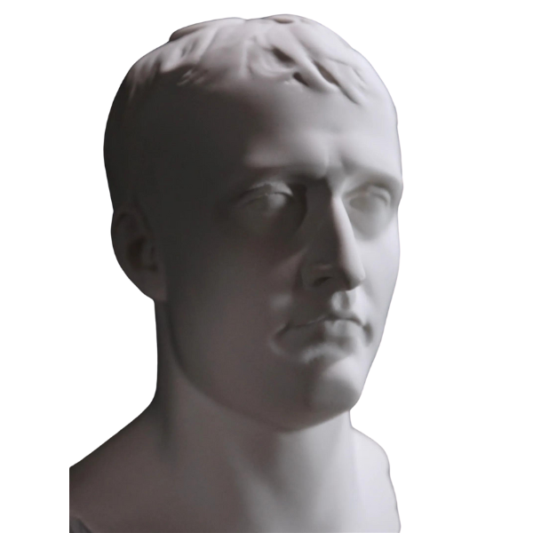 Napoleon Bonaparte Bust in White Marble with a Black Granite Stand from Italy