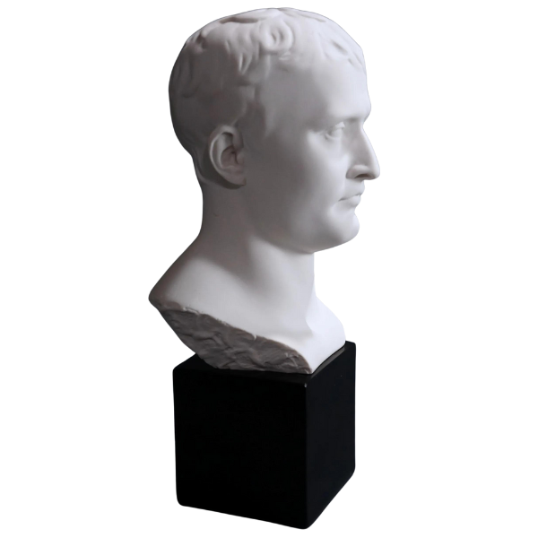 Napoleon Bonaparte Bust in White Marble with a Black Granite Stand from Italy