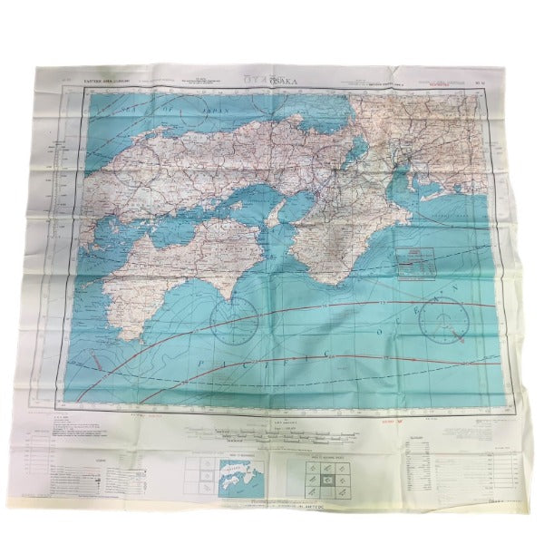 Original U.S. WWII 1943 Army Air Forces Silk Escape Map - Tokyo and Osaka