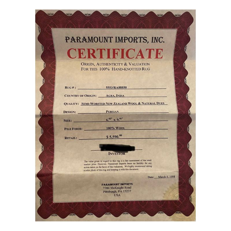 Hand Knotted Persian Wool Accent Rug 6' x 9'