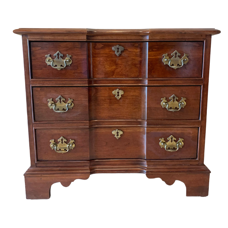 Pennsylvania House Blockfront Three Drawer Solid Cherry Nightstand Side Accent Table