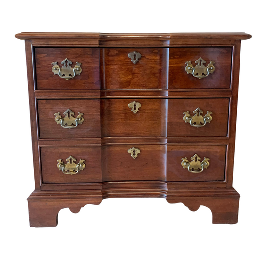 Pennsylvania House Blockfront Three Drawer Solid Cherry Nightstand Side Accent Table