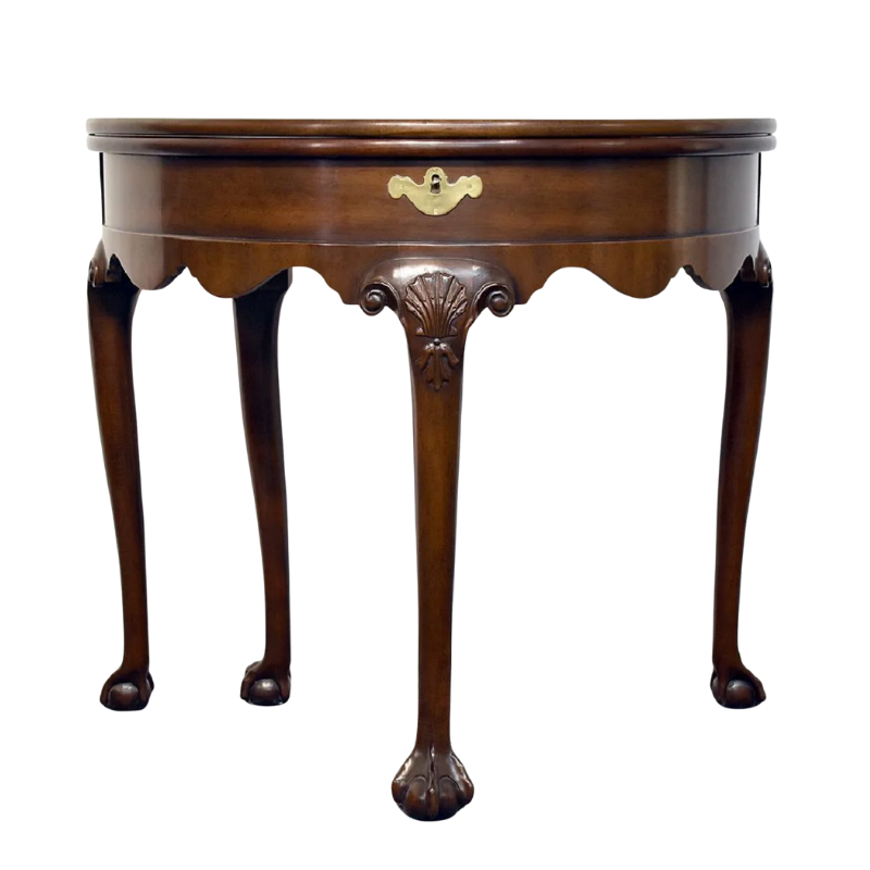 Kittinger Half Round Colonial Williamsburg CW-156 Mahogany Claw Foot Flip Top Games Table