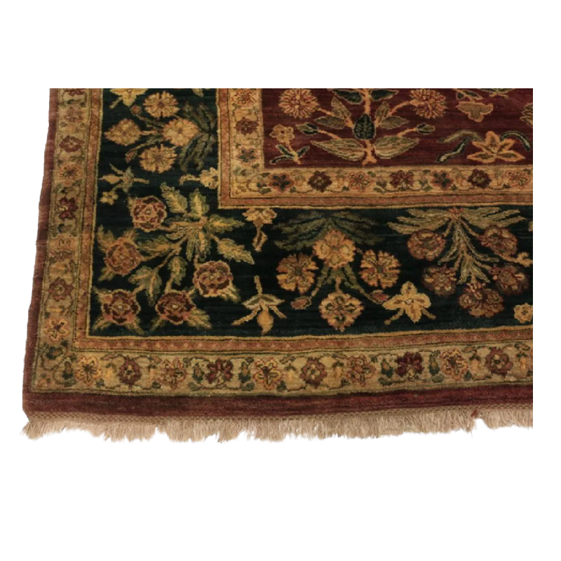 Hand knotted Indo-Persian Wool Floral Maroon Rug
