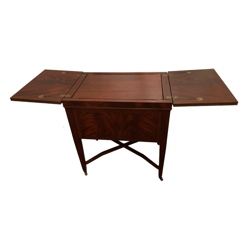 John Widdicomb Flame Mahogany Flip Top Prohibition Mahogany Bar Cabinet Server with Casters