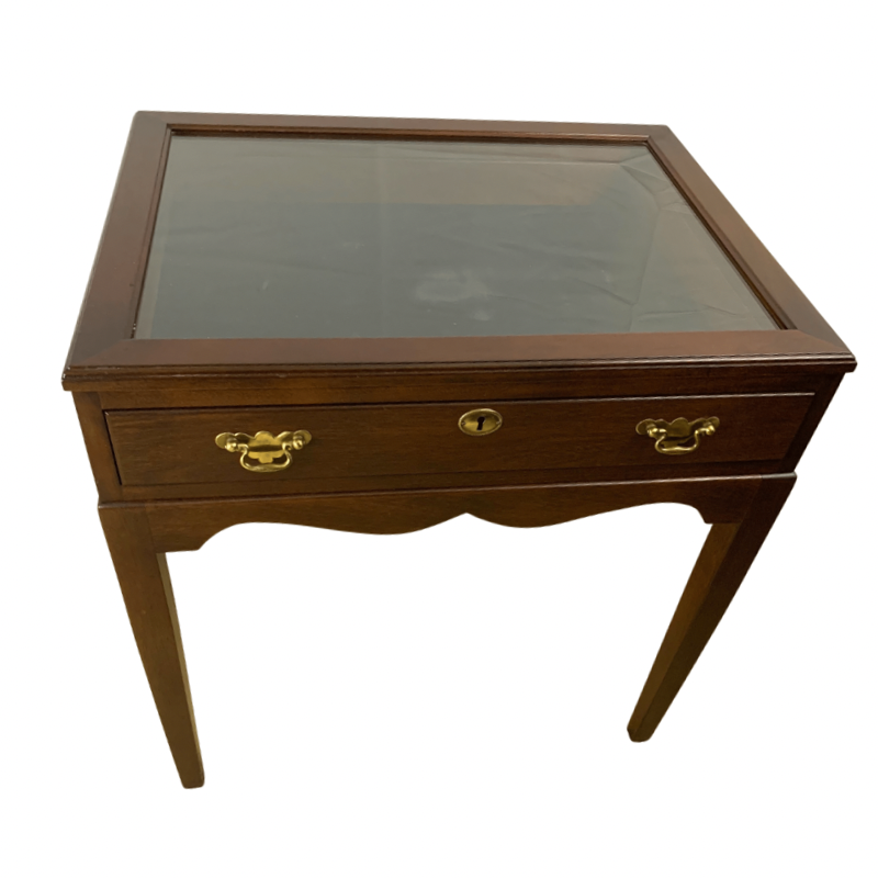Madison Square Solid Mahogany Hepplewhite Style 1 Drawer Showcase Vitrine Display Case