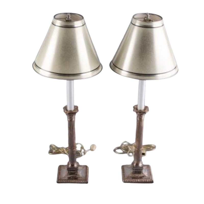 Pair Of Sheffield Silver Plated Lamps