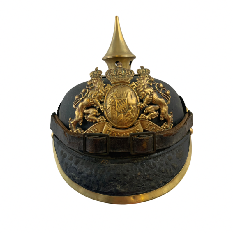 WWI Prussian Leather Officer's Pickelhaube with original leather liner circa 1860s