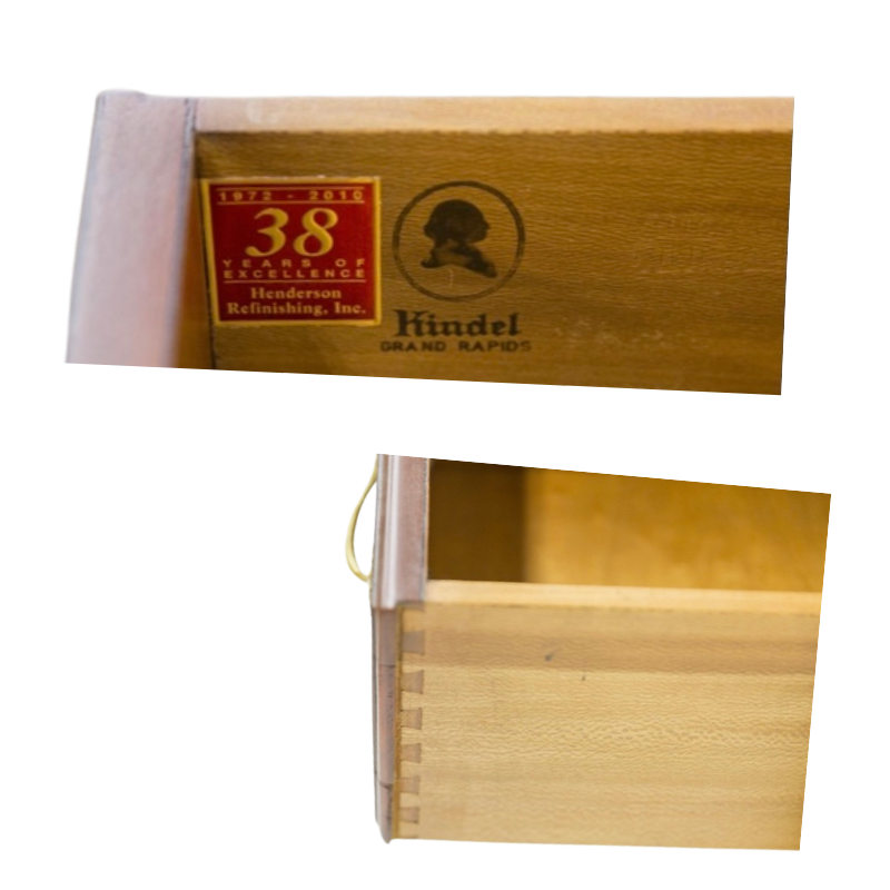 Kindel Mahogany Vanity Desk, Bench, and Mirror