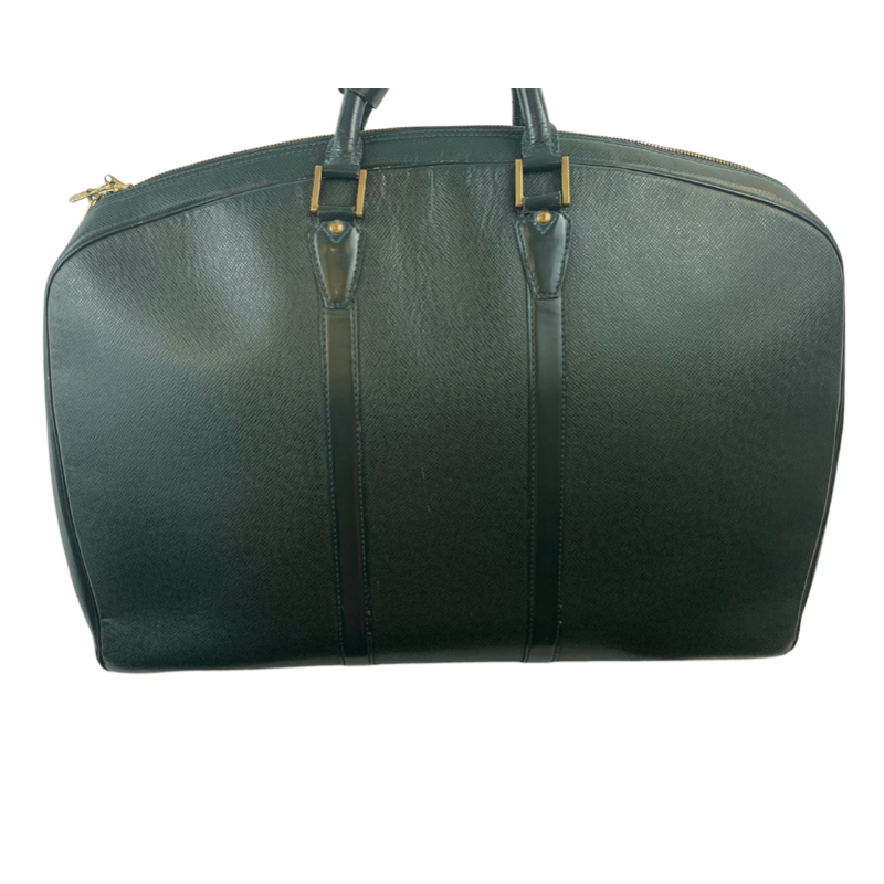 Louis Vuitton Helanga Holdall Green Taiga Leather Weekender Luggage Bag