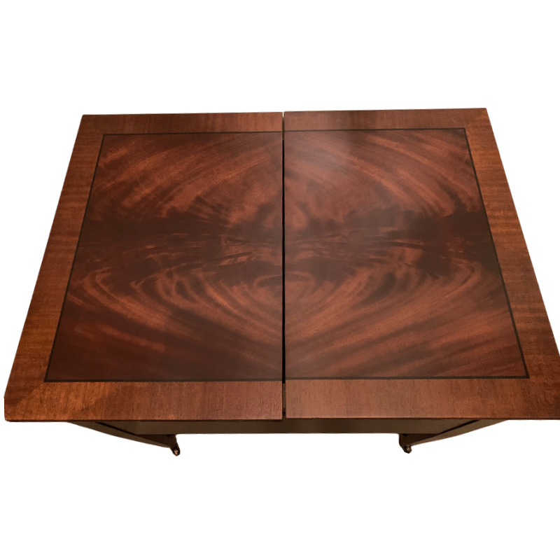 John Widdicomb Flame Mahogany Flip Top Prohibition Mahogany Bar Cabinet Server with Casters