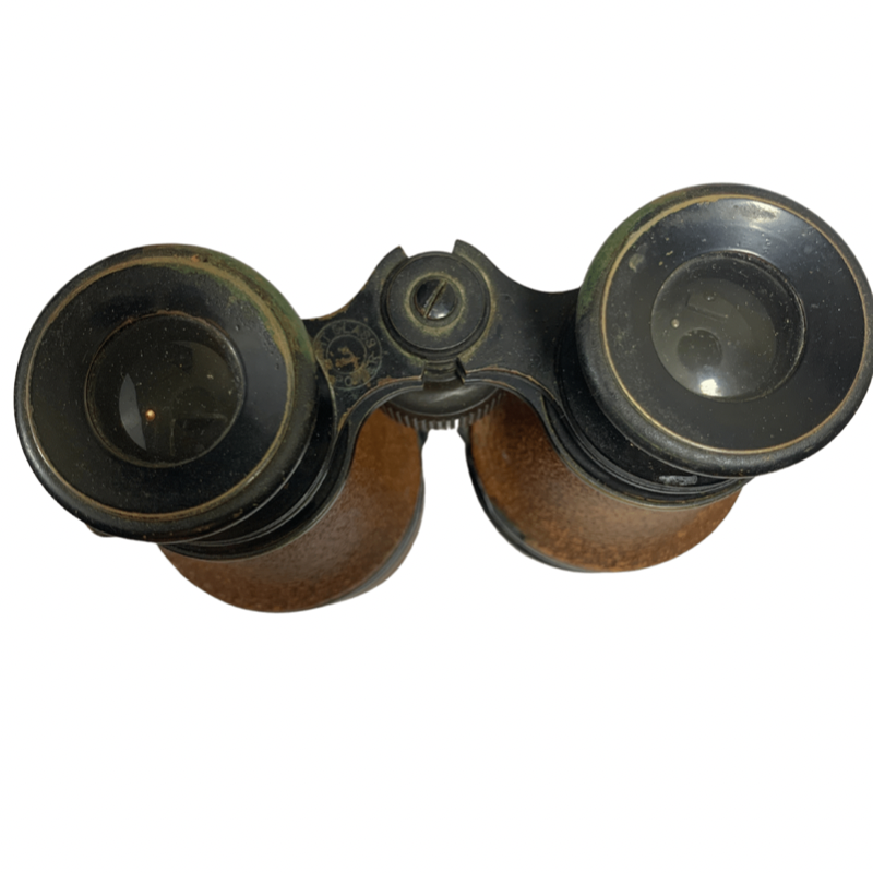 US Navy Bausch and Lomb 3X Leather Covered Binoculars with Leather Case