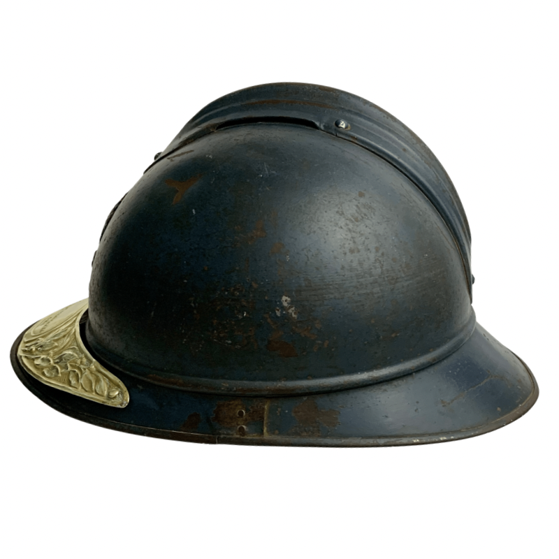 WWI French Adrian Helmet with Brass Veteran Visor