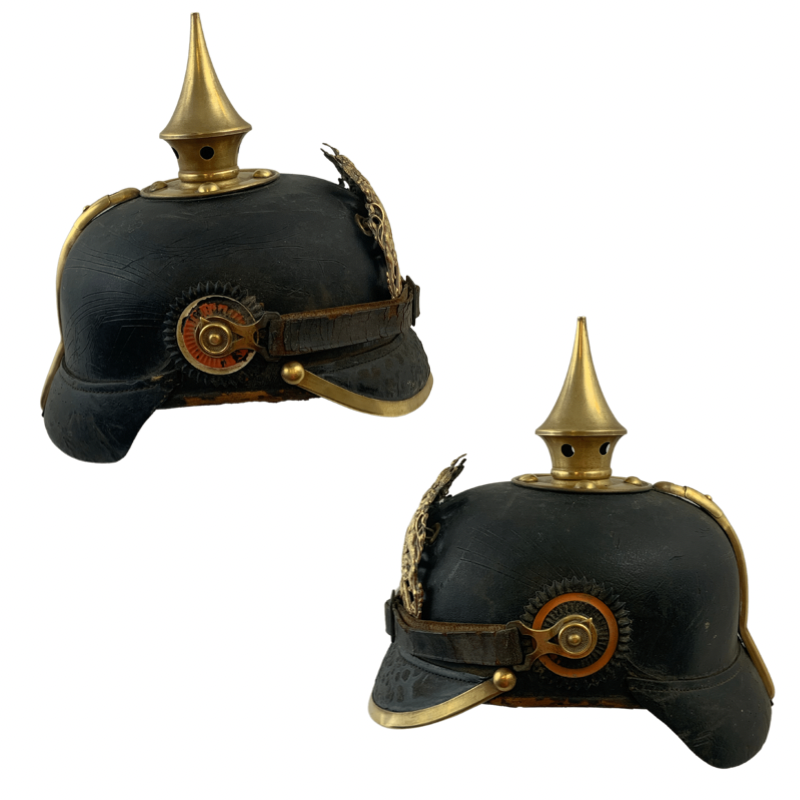 WWI Prussian Leather Officer's Pickelhaube with original leather liner circa 1860s