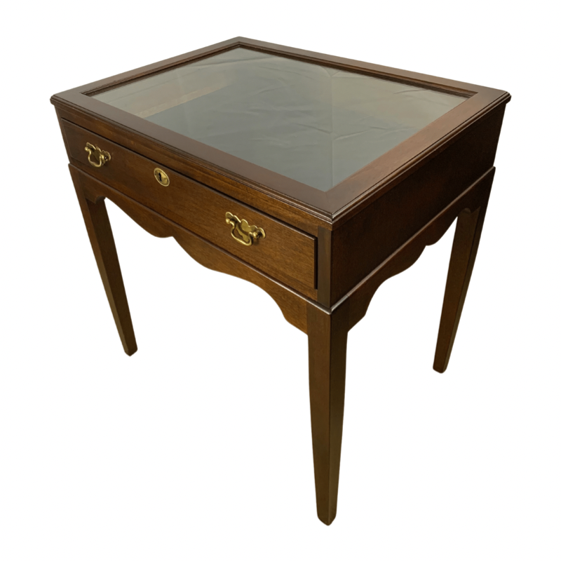 Madison Square Solid Mahogany Hepplewhite Style 1 Drawer Showcase Vitrine Display Case