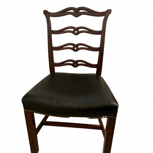 Biggs Mahogany Black Leather Chair