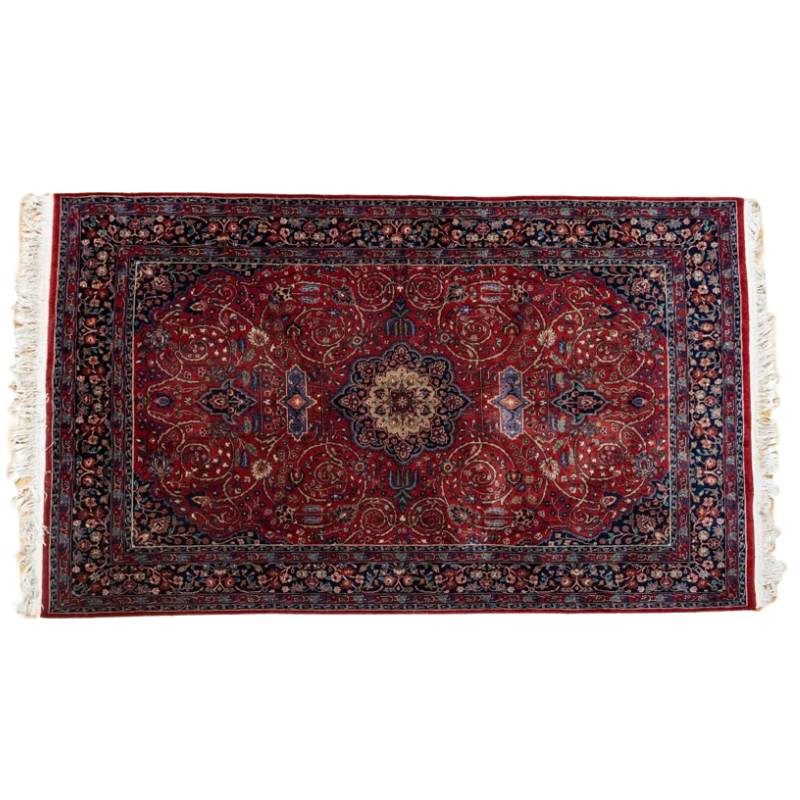 KESHAN DESIGN WOOL RUG, C. 1940, MADE IN INDIA W 5', L 7' 2"