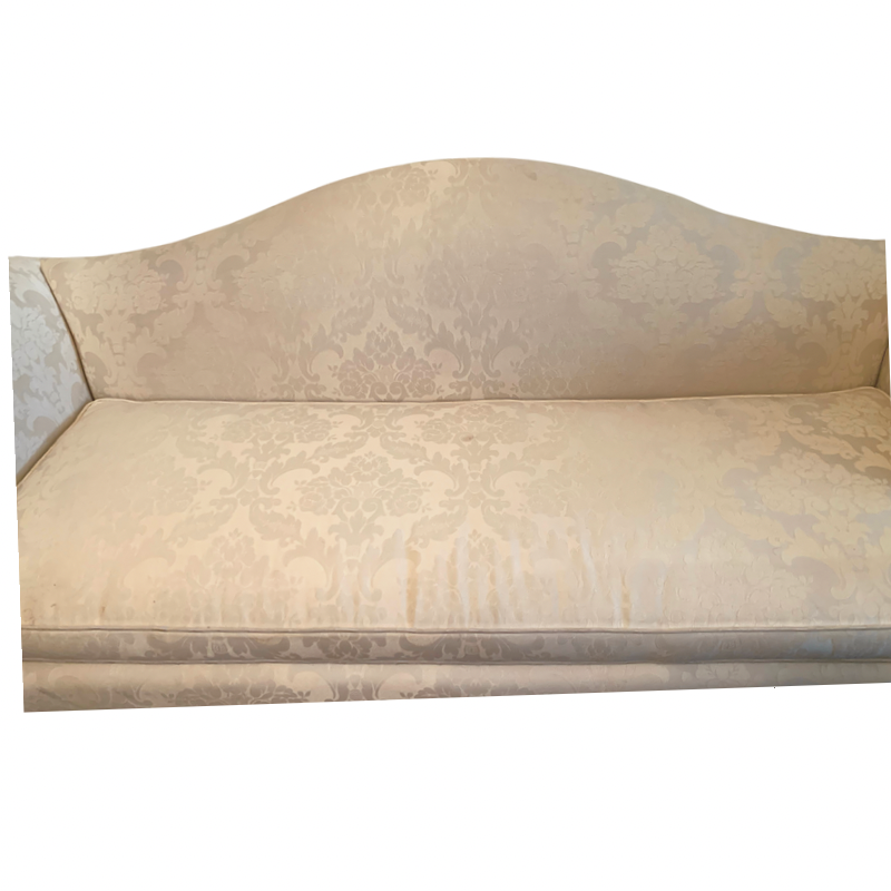 Kittinger Colonial Williamsburg White Damask Camelback Mahogany Sofa