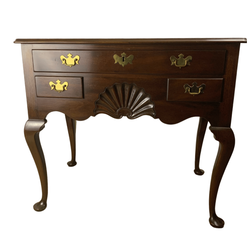 Kittinger Mahogany Lowboy with Carved Shell Motif