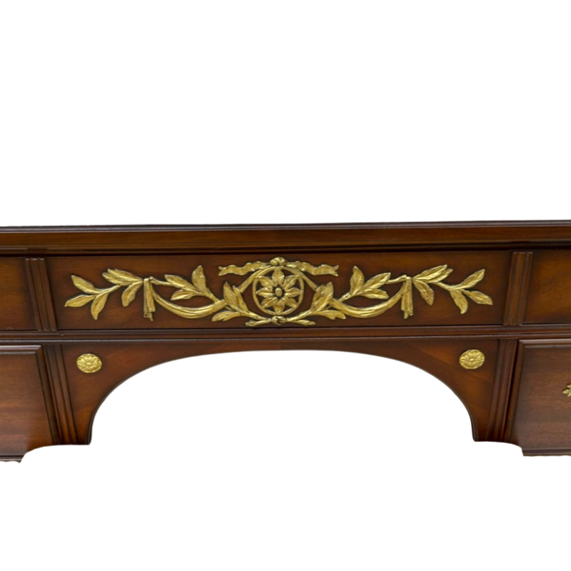 Kindel Mahogany Vanity Desk, Bench, and Mirror