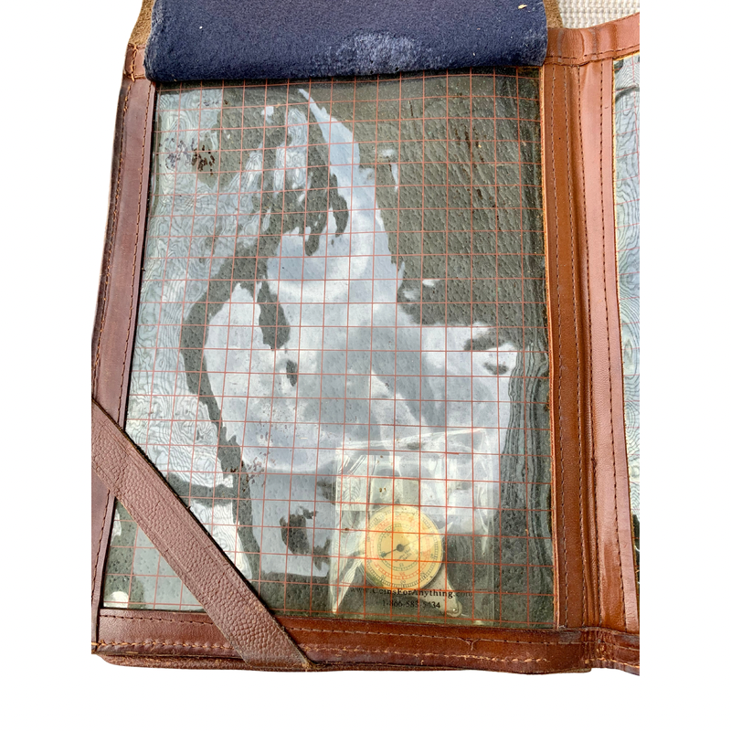 WWII German Named Officer Leather Map Case with Intact Drafting Supplies