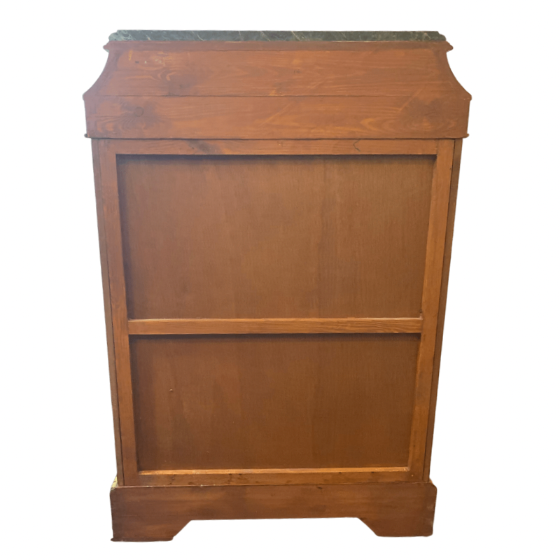 French Burl and Mahogany Inlaid Marble Top Cabinet with Ormalu