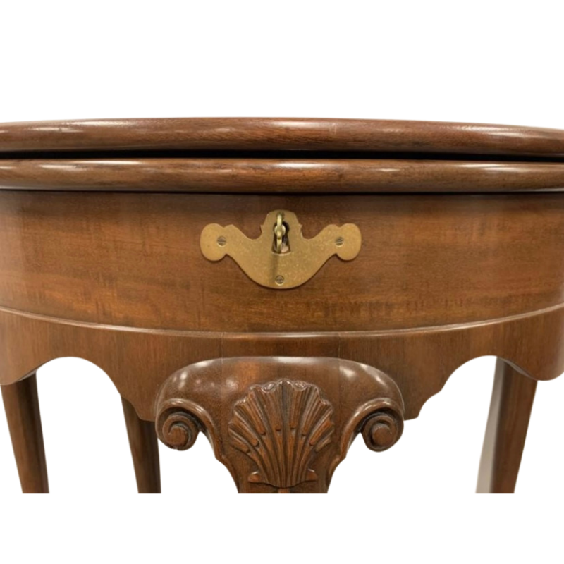 Kittinger Mahogany Flip Top Demilune Table