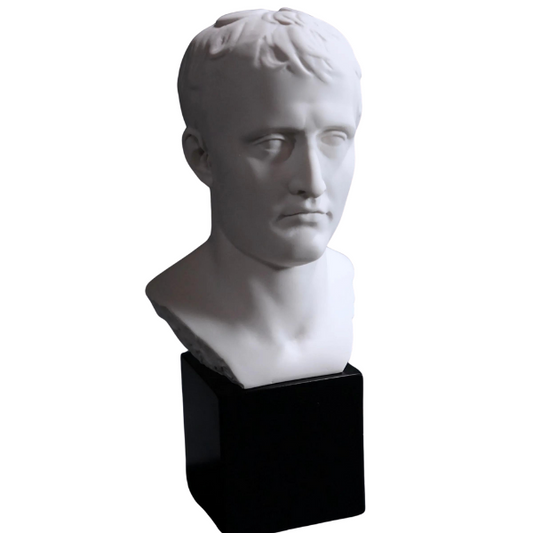 Napoleon Bonaparte Bust in White Marble with a Black Granite Stand from Italy