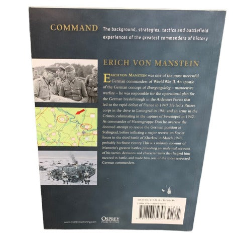 Erich Von Manstein Osprey Command Series Paperback Book