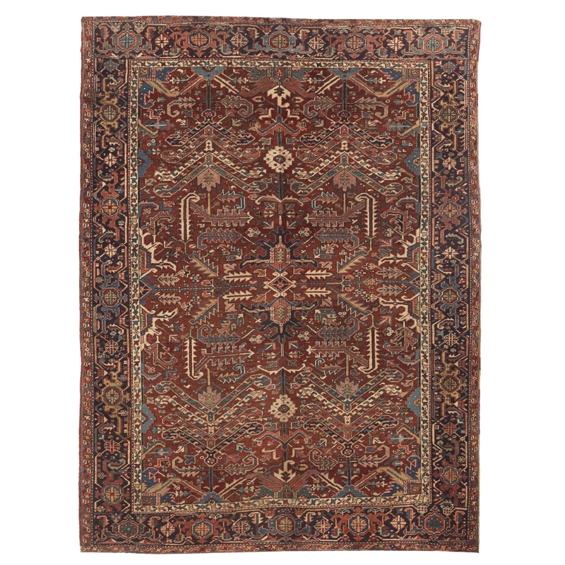 Antique Heriz Wool Carpet Rug 8' x 10'