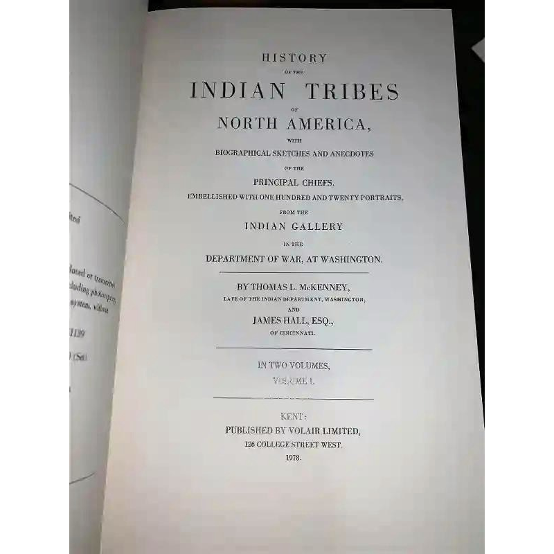First Edition Two Volume Limited Edition Set History of the Indian Tribes of North America by Mckenney and Hall
