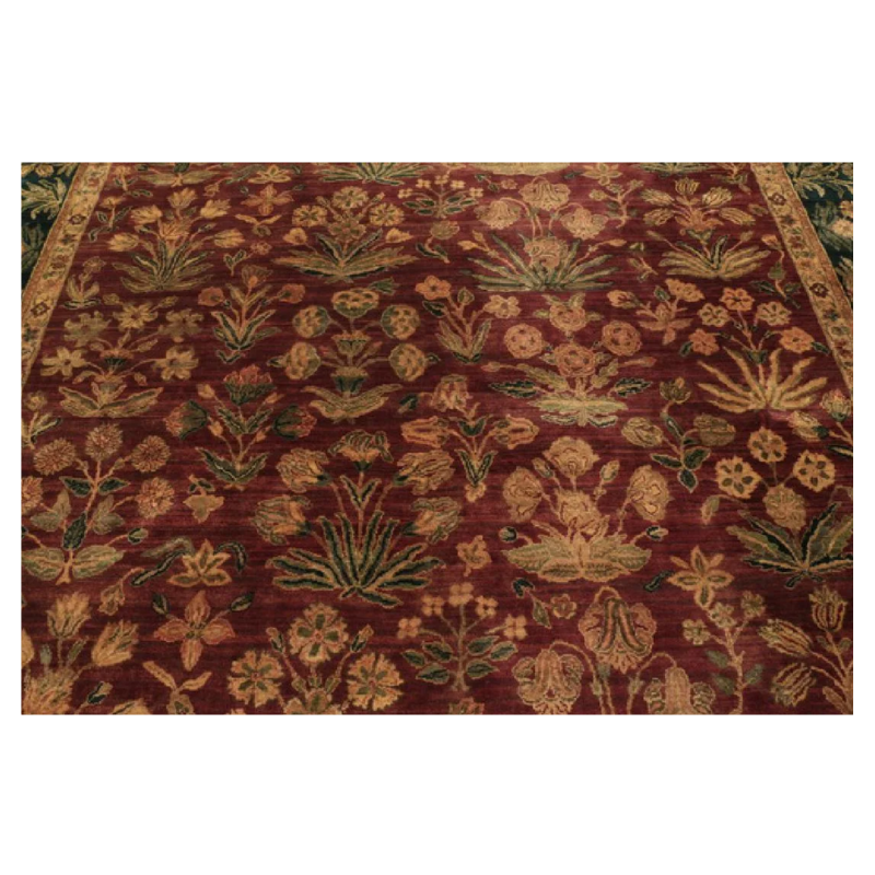 Hand knotted Indo-Persian Wool Floral Maroon Rug
