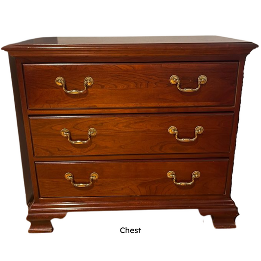 Pennsylvania House Solid Cherry Four Piece Set with Stackable Tall Chest, Bookcase, and Nightstand