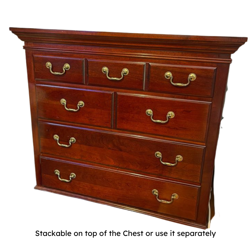 Pennsylvania House Solid Cherry Four Piece Set with Stackable Tall Chest, Bookcase, and Nightstand