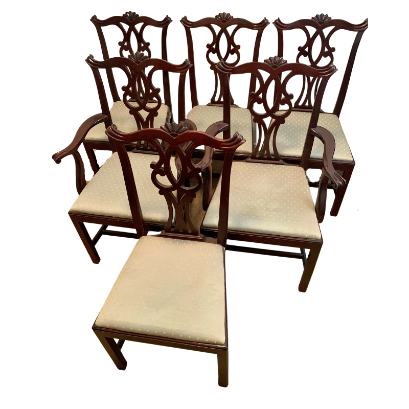 Mahogany Kittinger Richmond Hill Chippendale Style Chairs