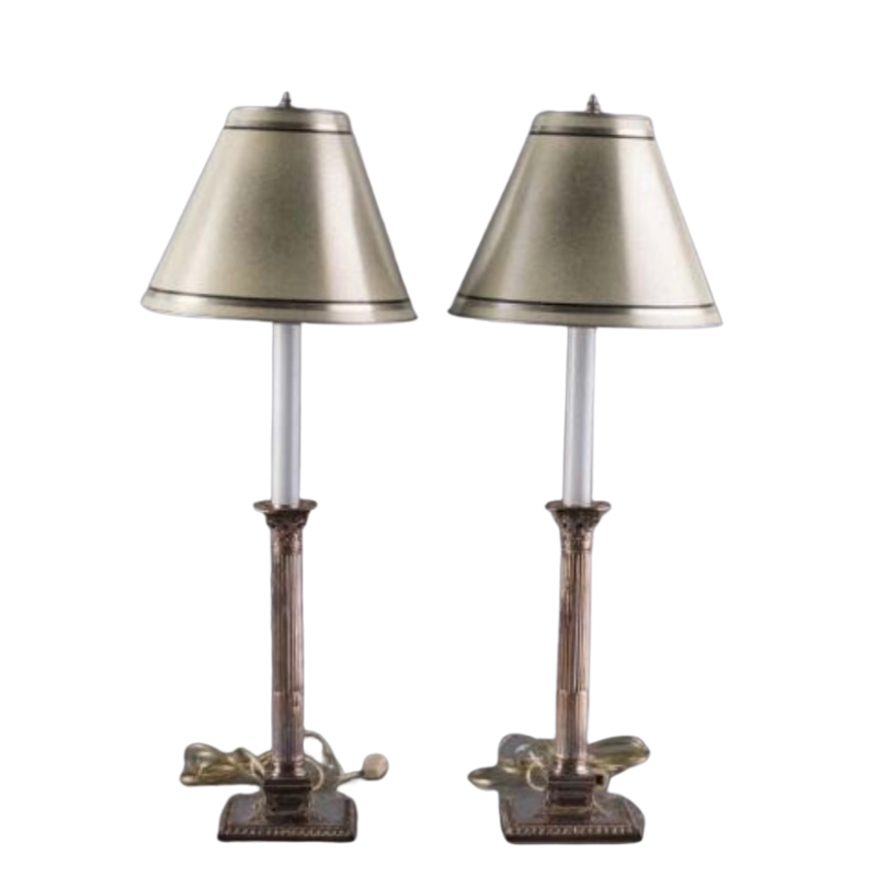 Pair Of Sheffield Silver Plated Lamps
