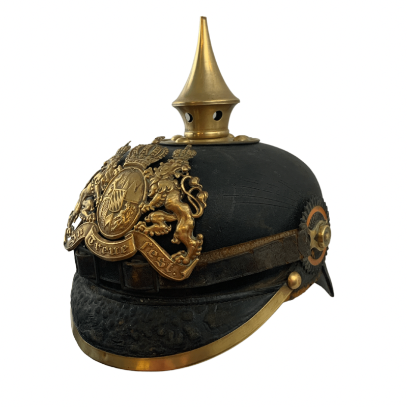 WWI Prussian Leather Officer's Pickelhaube with original leather liner circa 1860s