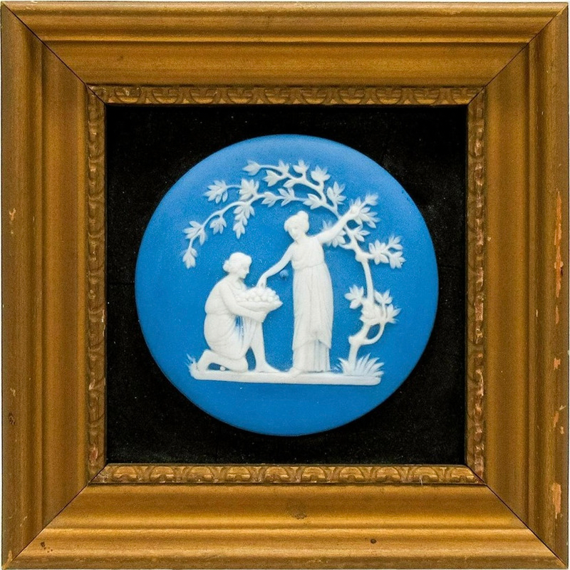 Wedgwood Pale Blue Jasperware Medallion, Framed