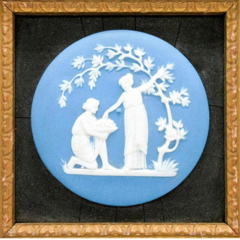 Wedgwood Pale Blue Jasperware Medallion, Framed