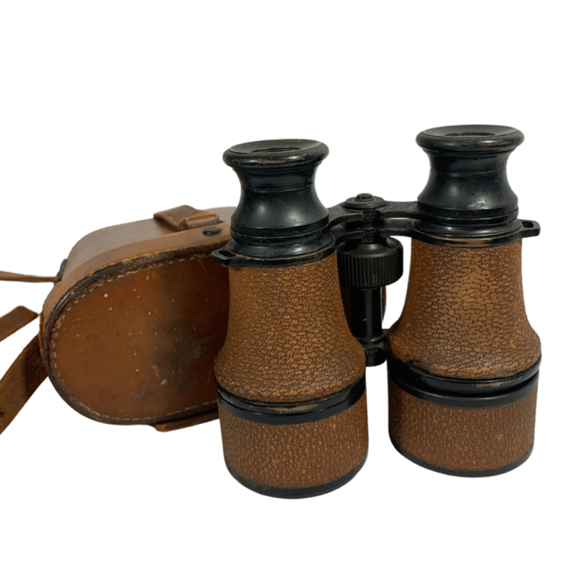 US Navy Bausch and Lomb 3X Leather Covered Binoculars with Leather Case