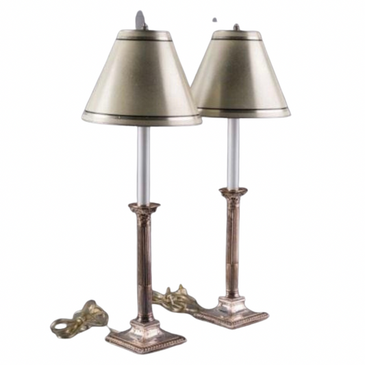 Pair Of Sheffield Silver Plated Lamps