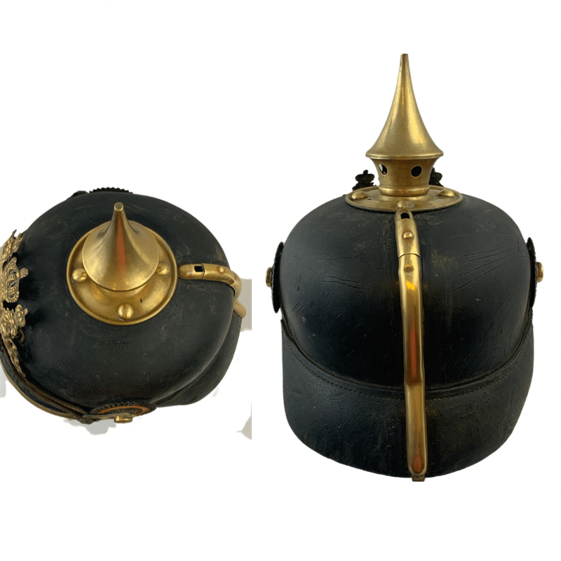 WWI Prussian Leather Officer's Pickelhaube with original leather liner circa 1860s